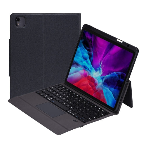 T2098 Bluetooth Keyboard PU Leather + Soft TPU Tablet Case with Touchpad & Pen Slot For iPad Pro 12.9 (2020/2018)(Black)