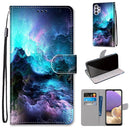 For Samsung Galaxy A32 5G Coloured Drawing Cross Texture Horizontal Flip PU Leather Case with Holder & Card Slots & Wallet & Lanyard(Colorful Clouds)