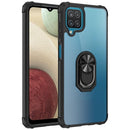 For Samsung Galaxy A12 Shockproof Transparent TPU + Acrylic Protective Case with Ring Holder(Black)