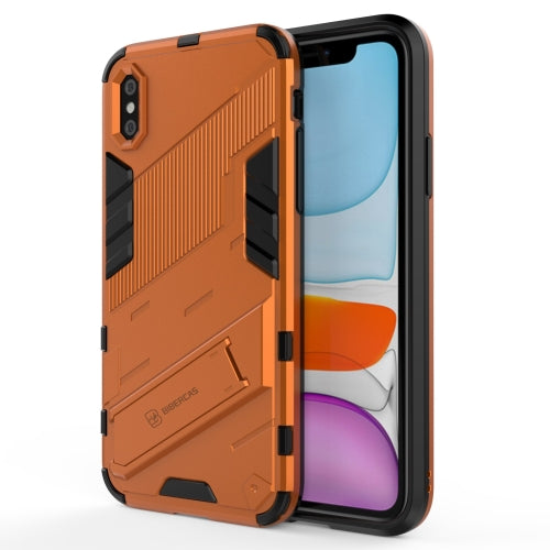 Punk Armor 2 in 1 PC + TPU Shockproof Case with Invisible Holder For iPhone X / XS(Orange)