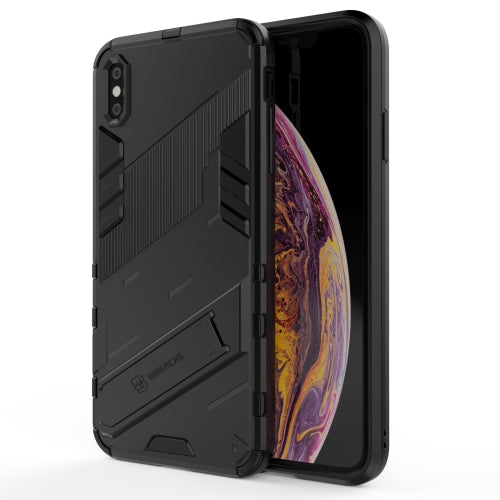 Punk Armor 2 in 1 PC + TPU Shockproof Case with Invisible Holder For iPhone XS Max(Black)