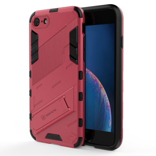 Punk Armor 2 in 1 PC + TPU Shockproof Case with Invisible Holder For iPhone 7 & 8(Light Red)