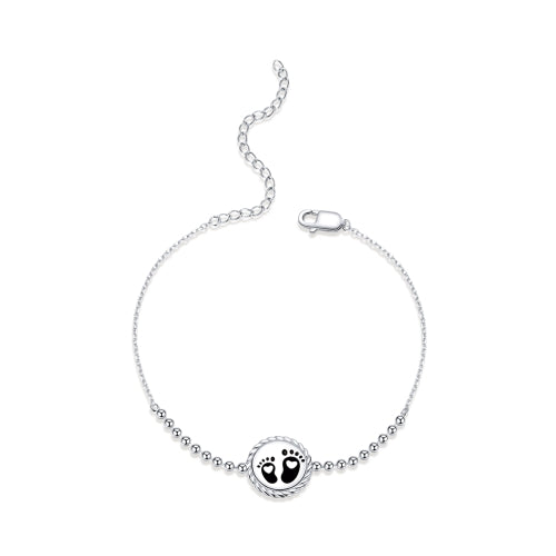 S925 Sterling Silver Life Traces Footprint Women Bracelet Jewelry