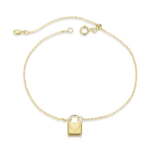 S925 Sterling Silver Fashion Heart Lock Women Bracelet Jewelry