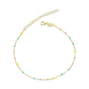 S925 Sterling Silver Colorful Rainbow Ball Women Bracelet Jewelry