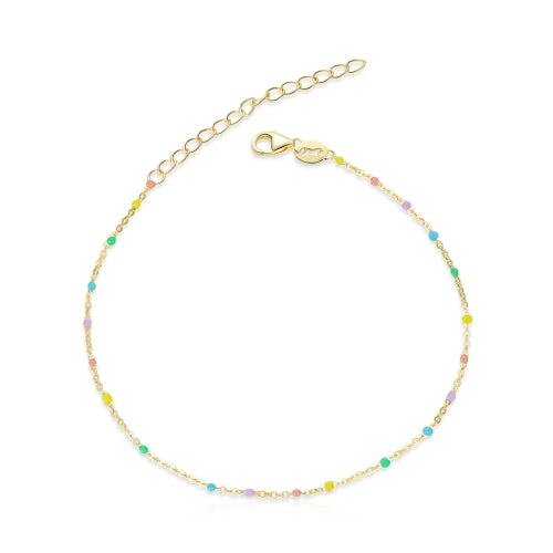 S925 Sterling Silver Colorful Rainbow Ball Women Bracelet Jewelry
