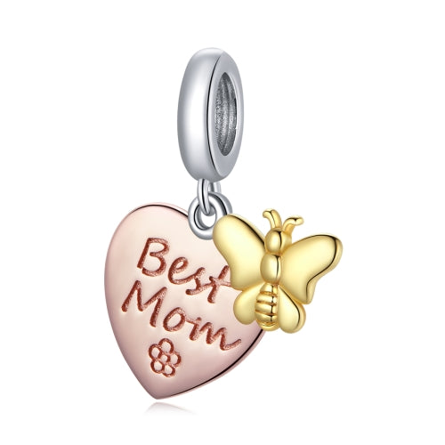S925 Sterling Silver Heart Shaped Butterfly Beads DIY Bracelet Necklace Accessories