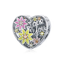 S925 Sterling Silver Heart Blooming Flowers Beads DIY Bracelet Necklace Accessories