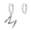 S925 Sterling Silver Colorful Zircon Letters M Asymmetry Women Earrings
