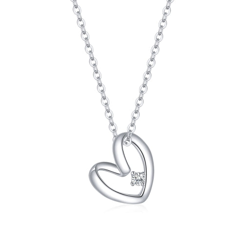 S925 Sterling Silver Simple Heart Women Nacklace Jewelry