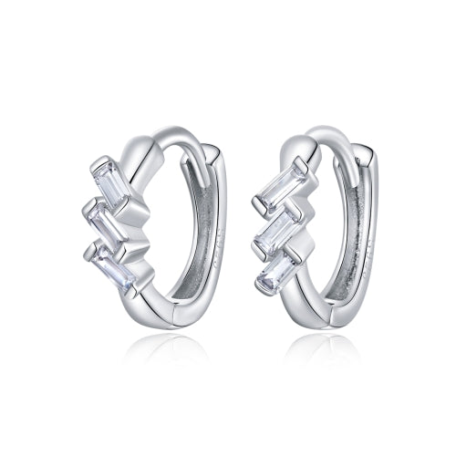 S925 Sterling Silver Silver Cube Ear Buckle Women Earrings