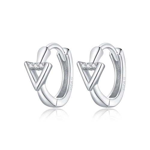 S925 Sterling Silver Silver Triangle Ear Buckle Women Earrings