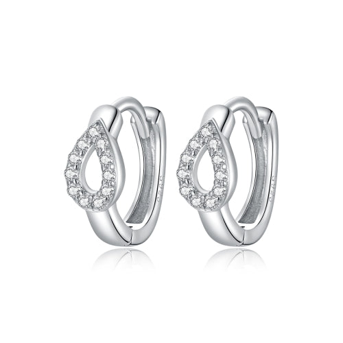 S925 Sterling Silver Silver Shining Water Droplets Ear Buckle Women Earrings