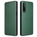 For LG Stylo 7 5G Carbon Fiber Texture Magnetic Horizontal Flip TPU + PC + PU Leather Case with Card Slot(Green)