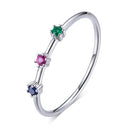 S925 Sterling Silver Simple Flower Zircon Women Ring, Size:7
