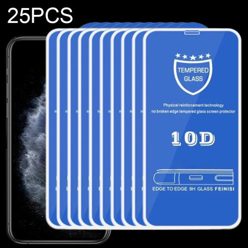 25 PCS 9H 10D Full Screen Tempered Glass Screen Protector For iPhone XS Max / 11 Pro Max(White)