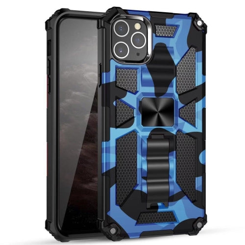 Camouflage Armor Shockproof TPU + PC Magnetic Protective Case with Holder For iPhone 11 Pro Max(Dark Blue)