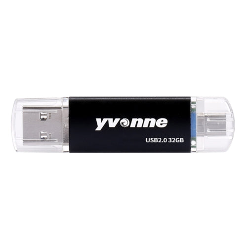 Yvonne YT601-2 USB 2.0 USB + Micro OTG USB Flash Drives U Disk, Capacity:32GB(Black)
