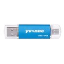 Yvonne YT601-2 USB 2.0 USB + Micro OTG USB Flash Drives U Disk, Capacity:64GB(Blue)