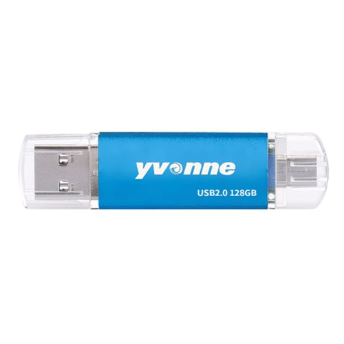 Yvonne YT601-2 USB 2.0 USB + Micro OTG USB Flash Drives U Disk, Capacity:128GB(Blue)