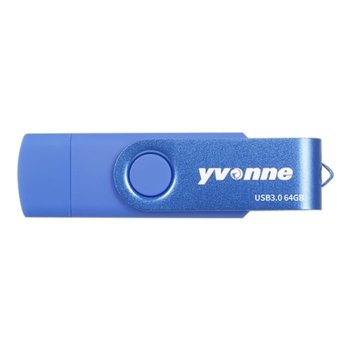 Yvonne YT602-3 USB 3.0 USB + Micro OTG USB Flash Drives U Disk, Capacity:64GB(Blue)