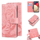 For Samsung Galaxy A02s EU Version Tiger Embossing Pattern Horizontal Flip Leather Case with Holder & Card Slots & Wallet(Pink)