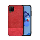 For Samsung Galaxy A42 5G Shockproof Splicing PU + Cloth Texture PC + TPU Protective Case(Red)