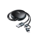 Remax RC-182i 2A 2 In 1 8 Pin + Micro USB Creation Series Telescopic Charging Data Cable, Length: 90cm 8 Pin(Black)
