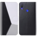 For Xiaomi Redmi Note 7 Pro Tricolor Stitching Horizontal Flip TPU + PU Leather Case with Holder & Card Slots & Wallet(Black)