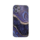 Glossy Marble Texture Protective Case For iPhone 12(Dark Purple)