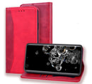 For Samsung Galaxy S21+ 5G Business Stitching Horizontal Flip Leather Case with Double Folding & Bracket & Card Slots & Photo Frame & Wallet(Red)