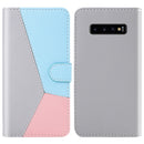 For Galaxy S10 Tricolor Stitching Horizontal Flip TPU + PU Leather Case with Holder & Card Slots & Wallet(Grey)