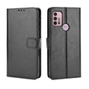 For Motorola Moto G10 Retro Crazy Horse Texture Horizontal Flip Leather Case with Holder & Card Slots & Lanyard(Black)