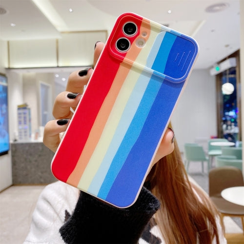 Rainbow Sliding Lens Cover Design Shockproof Protective Case For iPhone 11 Pro Max(B)