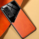 For vivo X60 Pro All-inclusive Leather + Organic Glass Protective Case with Metal Iron Sheet (Yellow)