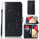 For Samsung Galaxy A02s (US Version) Wind Chime Owl Embossing Pattern Horizontal Flip Leather Case with Holder & Card Slots & Wallet(Black)