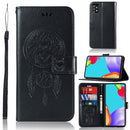 For Samsung Galaxy A72 5G / 4G Wind Chime Owl Embossing Pattern Horizontal Flip Leather Case with Holder & Card Slots & Wallet(Black)
