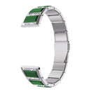 For Samsung Galaxy Watch Active2 44mm / Watch Active2 40mm / Watch Active Stainless Steel Diamond Encrusted Replacement Watchbands(Silver+Green)