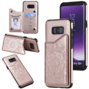 For Samsung Galaxy S8 Plus Flower Embossing Pattern Shockproof Protective Case with Holder & Card Slots & Photo Frame(Rose Gold)