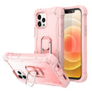 PC + Rubber 3-layers Shockproof Protective Case with Rotating Holder For iPhone 12 Mini(Rose Gold)