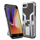 Armor 2 in 1 PC + TPU Magnetic Shockproof Case with Foldable Holder For iPhone 7 / 8(Silver)