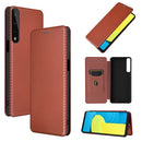 For LG Stylo 7 Carbon Fiber Texture Magnetic Horizontal Flip TPU + PC + PU Leather Case with Card Slot(Brown)