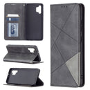 For Samsung Galaxy A32 4G Rhombus Texture Horizontal Flip Magnetic Leather Case with Holder & Card Slots(Black)