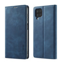 For Samsung Galaxy A12 LC.IMEEKE Strong Magnetism Ultra-thin Horizontal Flip Matte TPU + PU Leather Case with Holder & Card Slots & Wallet(Blue)