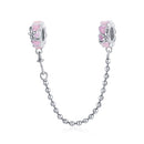 S925 Sterling Silver Pink Heart Safety Chain DIY Bracelet Necklace Accessories