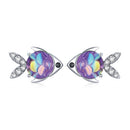 S925 Sterling Silver Happy Fish Women Earrings