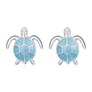 S925 Sterling Silver Blue Turtle Women Earrings