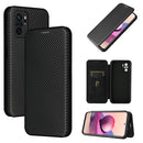 For Xiaomi Redmi Note 10S Carbon Fiber Texture Magnetic Horizontal Flip TPU + PC + PU Leather Case with Card Slot(Black)