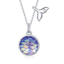 S925 Sterling Silver Fish Tail Colorful Scales Women Nacklace Jewelry