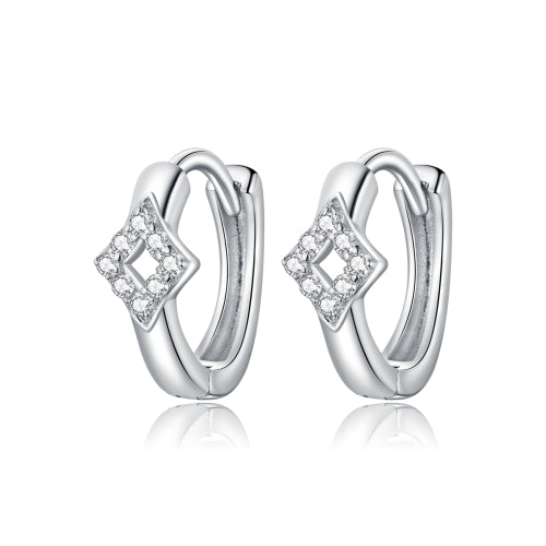S925 Sterling Silver Shinning Rhombus Ear Studs Women Earrings